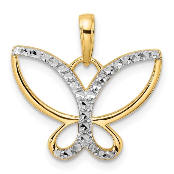 14k Yellow Gold & White Rhodium Diamond-cut Butterfly Pendant,All Products : American Fashion Style Bags On Sale